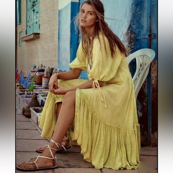 Free People Maya Midi Shirt Dress Faded Green Size XS - Picture 4 of 10